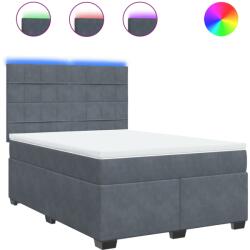 vidaXL sötétszürke bársony rugós ágy matraccal 140x190 cm (3293207) (3293207)