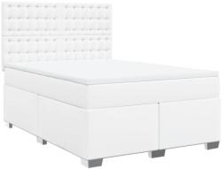 vidaXL fehér műbőr rugós ágy matraccal 160 x 200 cm (3290729) (3290729)