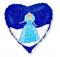 Flexmetal Fólia lufi 18 hüvelyk - szív, hercegnő - kék, nyomtatott, 1 db