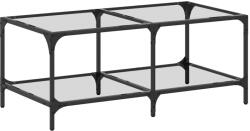 vidaXL acél dohányzóasztal átlátszó üveglappal 98, 5 x 50 x 40 cm (845980) (845980)