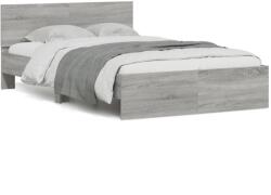 vidaXL szürke sonoma színű ágykeret fejtámlával 135 x 190 cm (3207509) (3207509)