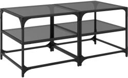 vidaXL 2 db acél dohányzóasztal fekete üveglappal 50 x 50 x 45 cm (846009) (846009)