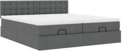 vidaXL Ottomán ágykeret matracokkal Sötét szürke 200x200cm szövet (3312044) (3312044)