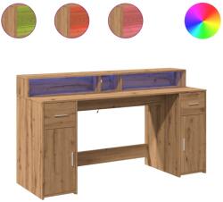 vidaXL kézműves tölgy színű szerelt fa LED-es íróasztal 160x55x91 cm (3309437) (3309437)