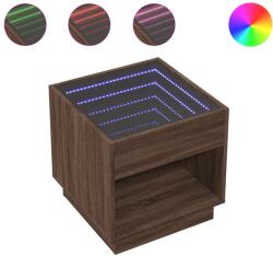 vidaXL barna tölgy végtelen hatású LED-es dohányzóasztal 50x50x50 cm (847657) (847657)