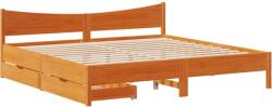 vidaXL viaszbarna tömör fenyőfa ágykeret fiókkal 180 x 200 cm (3301898) (3301898)