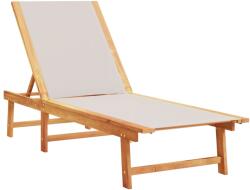 vidaXL szürke tömör akácfa és textilén napozóágy (4008413) (4008413)