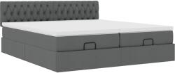 vidaXL Ottomán ágykeret matracokkal Sötét szürke 200x200cm szövet (3312023) (3312023)