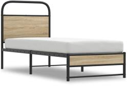 vidaXL Ágykeret matrac nélkül 75x190 cm gépesített fa füstölt tölgyfa (4100364) (4100364)