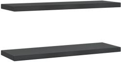 vidaXL 2 db fekete rozsdamentes acél fali polc 75 x 23, 5 x 3 cm (30292) (30292)