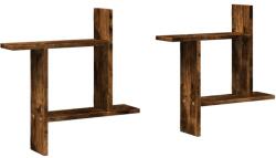 vidaXL 2 db füstös tölgyszínű szerelt fa fali polc 50 x 12 x 50 cm (853258) (853258)