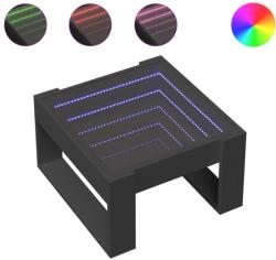 vidaXL fekete végtelen hatású LED-es dohányzóasztal 50 x 53 x 30 cm (847624) (847624)