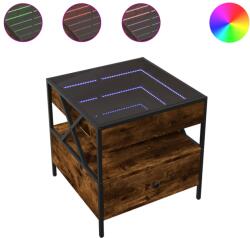 vidaXL füstös tölgy végtelen hatású LED-es dohányzóasztal 50x50x51 cm (847714) (847714)