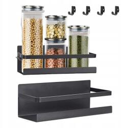 Hunter Mágneses hűtőpolc fűszertartó hunter 4 akasztóval, fekete (HOLD_N5)