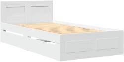 vidaXL fehér szerelt fa ágykeret fejtámlával 100 x 200 cm (3295576) (3295576)