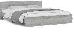 vidaXL szürke sonoma-tölgyszínű ágykeret fejtámlával 160 x 200 cm (3207474) (3207474)