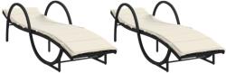 vidaXL 2 db fekete polyrattan napozóágy párnával (3277307) (3277307)