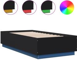 vidaXL fekete szerelt fa ágykeret LED-del 75x190 cm (3209668) (3209668)