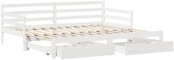 vidaXL fehér tömör fenyőfa kihúzható kanapéágy fiókkal 90x190 cm (3302176) (3302176)
