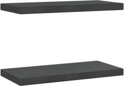 vidaXL 2 db fekete rozsdamentes acél fali polc 50 x 23, 5 x 3 cm (30295) (30295)