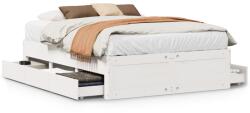 vidaXL fehér tömör fenyőfa fiókos ágykeret matrac nélkül 140x190 cm (3308817) (3308817)