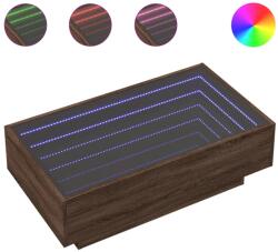 vidaXL barna tölgy szerelt fa dohányzóasztal LED-del 90 x 50 x 30 cm (847524) (847524)