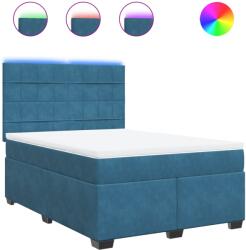 vidaXL kék bársony rugós ágy matraccal 160 x 200 cm (3293258) (3293258)