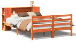 vidaXL barna tömör fenyőfa könyvespolcos ágy matrac nélkül 150 x 200cm (3321867) (3321867)