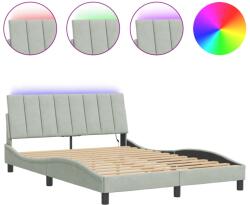 vidaXL világosszürke bársony ágykeret LED-világítással 140 x 200 cm (3213781) (3213781)