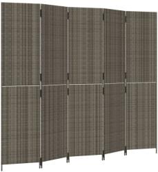vidaXL szürke 5-paneles polyrattan térelválasztó (365366) (365366)