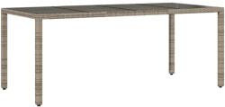 vidaXL szürke polyrattan üveglapos kerti asztal 190 x 90 x 75 cm (365538) (365538)