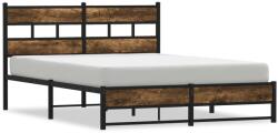 vidaXL füstös tölgy színű fém ágykeret matrac nélkül 160 x 200 cm (4017221) (4017221)