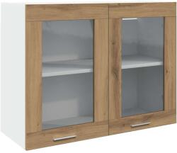 vidaXL kézműves tölgy szerelt fa függő üvegszekrény Oak 80x31x60 cm (856120) (856120)