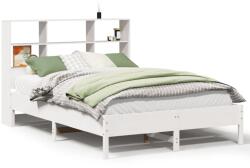 vidaXL fehér tömör fenyőfa könyvespolcos ágy matrac nélkül 160x200 cm (3322865) (3322865)