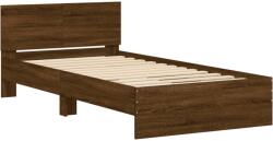 vidaXL barna tölgyszínű szerelt fa ágykeret fejtámlával 100 x 200 cm (838623) (838623)