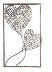  „2 Purley Hearts ezüst színű, fém fali dekoráció - 50 cm