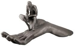  Antikolt hatású embert a kézben formázó vas szobor - 21 cm