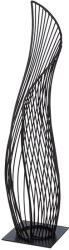  Óriási méretű, modern, drótvázas, hullám formájú fekete színű fém szobor - 57 cm