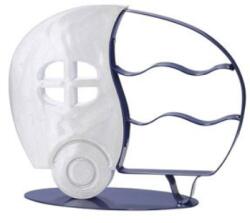  Fehér színű lakókocsi szobor fémből - 23 cm