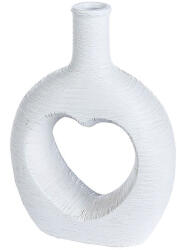 Vízálló kerámia váza fehér színben, matt és érdes felülettel szívvel - 23 cm