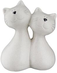  Bézs színű páros cicás kerámia szobor - 16 cm