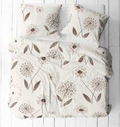  Krepp 3 részes ágynemű huzat szett kispárna huzattal - krém - barna pitypang mintás 140 x 200 cm