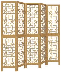 vidaXL 5 paneles barna tömör császárfa térelválasztó (358870) (358870)