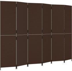 vidaXL barna 6-paneles polyrattan térelválasztó (365369) (365369)