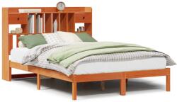 vidaXL barna tömör fenyőfa könyvespolcos ágy matrac nélkül 160 x 200cm (3321646) (3321646)