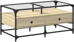 vidaXL sonoma tölgy színű acél dohányzóasztal üveglappal 98, 5x50x45 cm (846045) (846045)