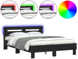 vidaXL fekete ágykeret fejtámlával és LED-del 135 x 190 cm (3207568) (3207568)