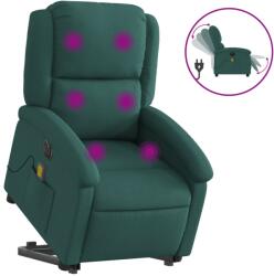 vidaXL sötétzöld szövet dönthető elektromos álló masszázsfotel (3204206) (3204206)