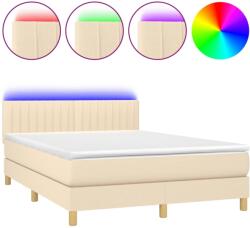 vidaXL krémszínű szövet rugós és LED-es ágy matraccal 140x190cm (3133874) (3133874)