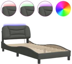 vidaXL sötétszürke szövet ágykeret LED-del 80 x 200 cm (3213663) (3213663)